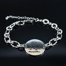 alamejormaestia Stainless Steel Chain Bracelet Women Silver Color Teacher Bracel - £9.74 GBP