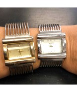 Lot of 2 Geneva women’s wrist cuff watches gold &amp; silver - $57.88 CAD