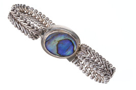 7.25&quot; vintage sterling mother of pearl bracelet - £103.19 GBP