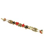 Vintage Gambling Enamel Slider Charm Bracelet Gold Blackjack Casino TOFA... - £14.52 GBP