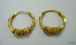 traditional design 18kt gold earrings hoop earrings infant earring pair - £109.51 GBP
