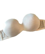 Lily Of France Strapless Underwire Bra Size 34D Beige Tan Lace sides - $12.86