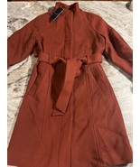 NWT Cole Haan Belted Raglan Melton Wool Coat - Size 6 - Burgundy - $106.91 CAD