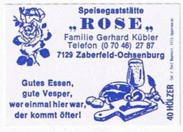 Matchbox Label Germany Speisegaststatte Rose Ochsenburg - £0.78 GBP