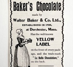 Walter Baker&#39;s Chocolate 1897 Advertisement Victorian Yellow Label DWFF17 - £11.78 GBP