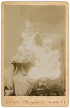 Antique Circa 1880s ID&#39;d Cabinet Card Children Guy &amp; Gladys Seavy Conway, NH - £7.56 GBP