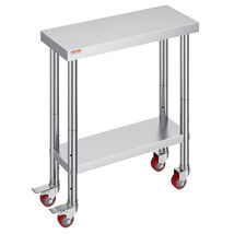 VEVOR Stainless Steel Work Table 30x12x34 in, 700 lbs Load Capacity, 4 W... - $63.99
