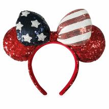 Minnie Mouse Americana Sequined Ear Headband with Bow - £31.72 GBP