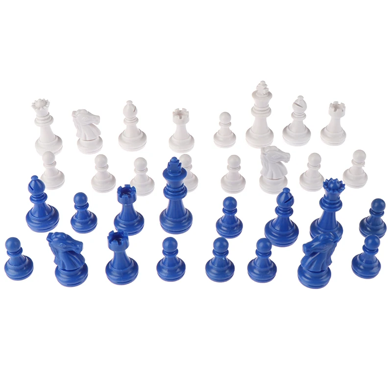 Height 49mm Plastic Chess Pieces With Chess d Chess Set Games Medieval Blue Whit - £83.46 GBP