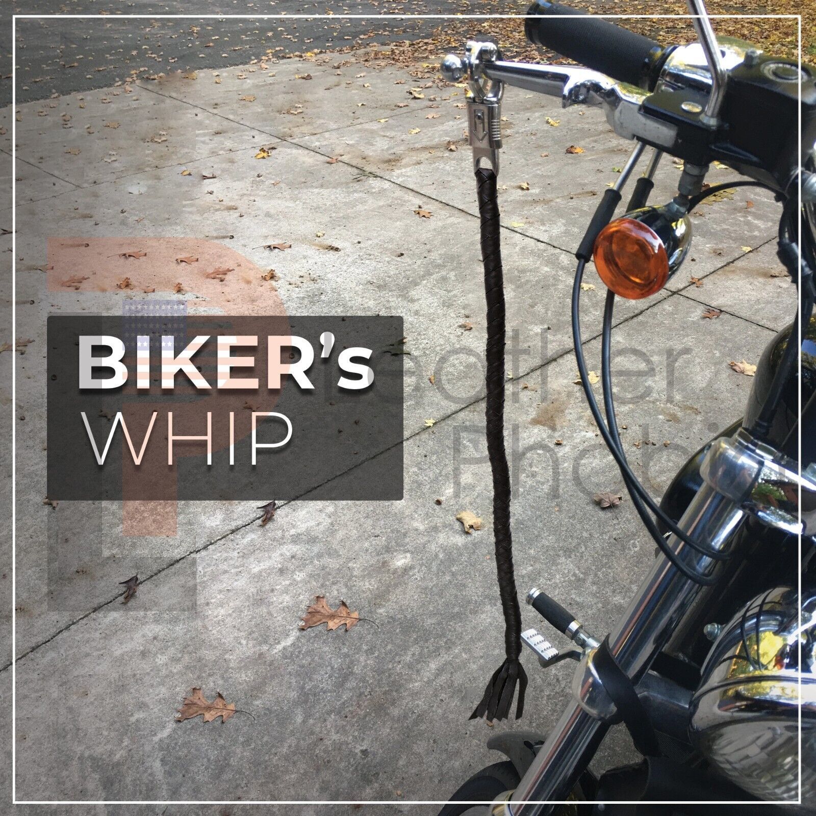36" Leather Motorcycle Get Back Whip for Handlebar Black Motor Biker Whip - £17.37 GBP