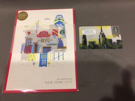 2 x Starbucks 2016 New York City NYC Skyline &amp; Holiday Gift Card Limited Edition - £8.14 GBP