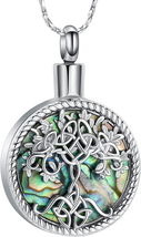 Tree of Life Urn Necklaces for Ashes Unisex Abalone Shell Tree of Life with Celt - £21.67 GBP