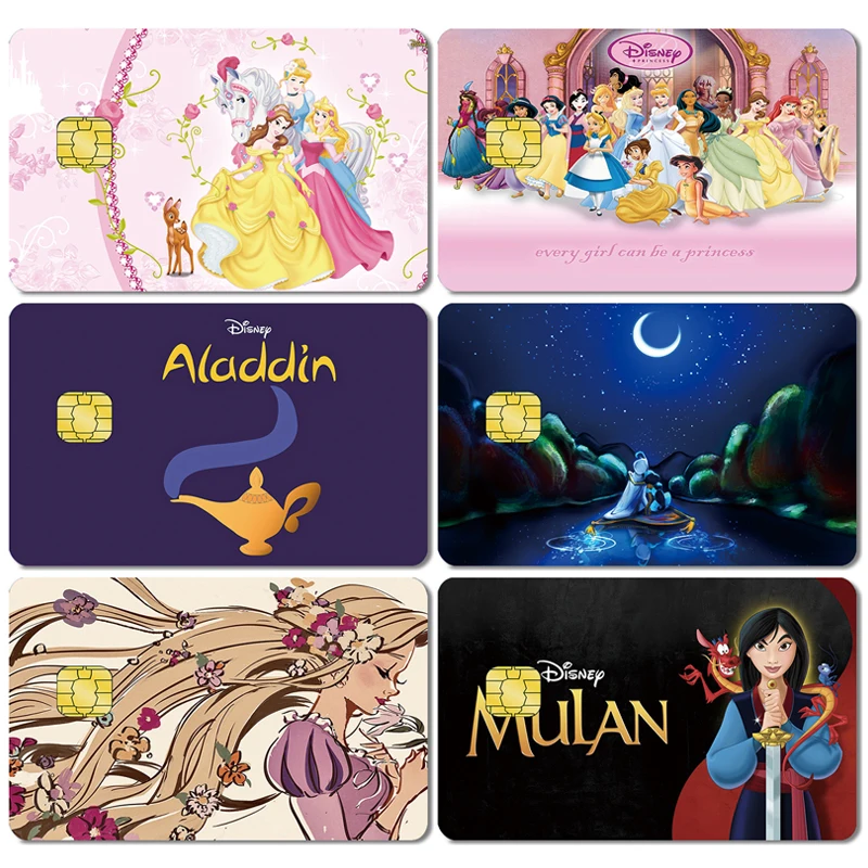 Disney Girl Mulan Jasmine Snow White Waterproof Stickers Bank Credit Card Bus - £7.60 GBP