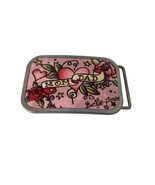 Mom &amp; Dad Belt Buckle by Buckle-Down Hearts Roses Pink Background - $24.60 CAD