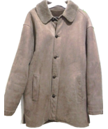 Perry Ellis Brown Warm Sheepskin Long Coat Men&#39;s Size 40 - £117.18 GBP