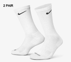 2 PAIR NIKE EVERYDAY PLUS  Performance Crew DRI-FIT Socks WHITE YOUTH 5Y... - $21.24