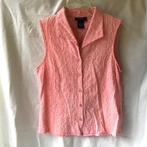 Vintage Allison Morgan Small Sleeveless Button Down Blouse Top Pink 100%... - £6.17 GBP
