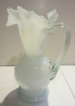Vintage Smith&#39;s Glass Old Timer Studio Hand Blown  White Pitcher  - £22.48 GBP