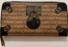 L.A.M.B. Gwen Stefani Light Brown Locket Print Leather Zip Around Clutch Wallet - £57.05 GBP