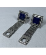 Vintage BLUE SODALITE Silver Wrap-Around Square Cufflinks, With Bonus Ti... - $452.11 MXN