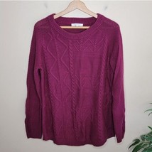 Honey Punch | Burgundy Textured Knit Crewneck Sweater Womens Large - £19.11 GBP