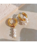 Natural Freshwater Pearl Drop Dangle Earrings Natural Stone Jewelry Asym... - £15.81 GBP