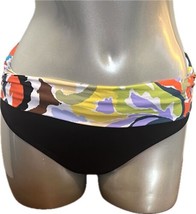 Anne Cole Womens Swimsuit Bikini Bottoms Sz L Black Colorful Foldover Waist NWOT - £22.21 GBP