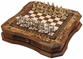 Handmade Chess Set Mosaic Art 15" - Wooden Chess Board with Metal Chess Pieces - $345.51