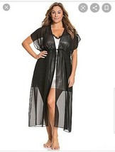 Cacique Seriously Sexy Black Chiffon Sheer Wrap Long Wrap Robe 18/20 New - $44.55