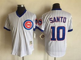Cubs #10 Ron Santo Jersey Old Style Uniform White Stripe - £36.19 GBP
