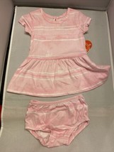 Wonder Nation Baby Girls Knit Dress 2-Piece Outfit Pink White  - $9.98
