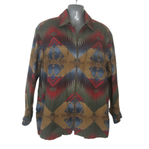 Jones New York Women jacket zipper Aztec Print sz Small 21&quot; p2p colorful vtg - £27.14 GBP