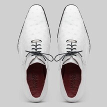 Criss Genuine Ostrich Quill Oxford Dress Shoes White image 4