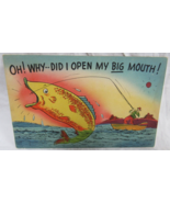 Comic Color Postcard Fish Series 332 Oh! Why Did I Open My Big Mouth Bas... - £2.33 GBP