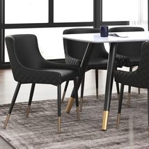 Nspire Set of 2 Modern Faux Leather and Metal Side Chair in Black - £407.92 GBP
