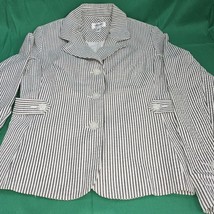 Isaac Mizrahi Target Herringbone Blazer Jacket Small White Black Silver ... - £12.09 GBP