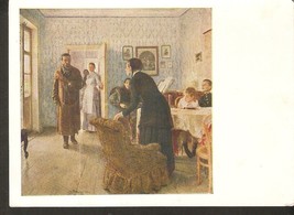 USSR Soviet ART Postcard Painting Unexpected Arrival by Repin Tretyakov ... - £1.57 GBP