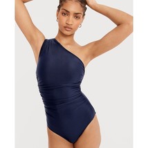 J.Crew Ruched One Shoulder One Piece Swimsuit Navy Blue 8 - £30.65 GBP