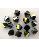 8 4mm Swarovski 5301 Crystal Bicones -- Jet AB - $1.22