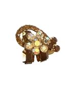 SINGLE Juliana Rhinestone Earring Brown White Rhinestone Crystal Clip On - €12,57 EUR