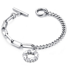 Fashion Love Heart Charm Bracelets For Women Gold Silver Color Stainless Steel C - £11.12 GBP
