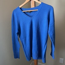 Alex Marie 100% Cashmere Sweater Size L Royal Blue Long Sleeve V-Neck - $19.79