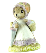 Enecso Country Calico Mice Figurine Girl Mouse w Bird Porcelain Vintage ... - $13.45