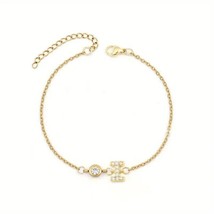 2Ct Lab Created Round Initial &quot;I&quot; Chain Bracelet Diamond 14K Yellow Gold Plated - £158.02 GBP