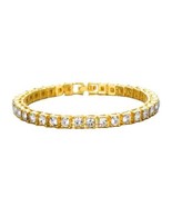 9 Inch Tennis Bracelet 18K Gold Plated 4.0mm  Round Cubic Zirconia - $35.69 CAD