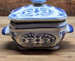 Chinese Canton Chinoiserie Blue &amp; White 7&quot; x 5&quot; Covered Dish - MINT - $34.62