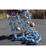 Art Deco Chinese Export Blue Peking Glass Cloisonné Beaded Lariat Necklace - $130.32 CAD