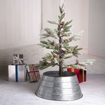 Glitzhome 22&quot;D Galvanized Christmas Tree Ring Collar Metal Tree Skirt C210234 - £51.55 GBP