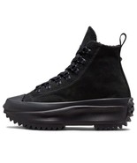 new women 8.5 converse run star hi hike shoes triple black sherpa lining... - $142.49