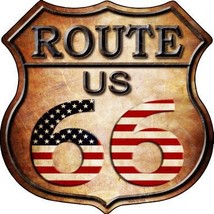 Route 66 American Flag Metal Novelty Highway Shield Sign - £17.34 GBP